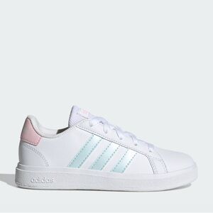 Adidas White Sneakers with Pastel Pink and Aqua Details